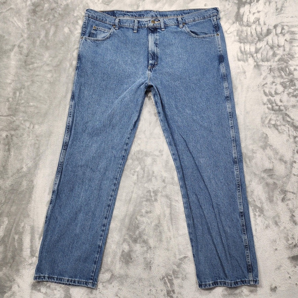 Wrangler Blue Ridge Jeans Mens 46x32 Blue Medium Wash Straight Leg Denim Casual